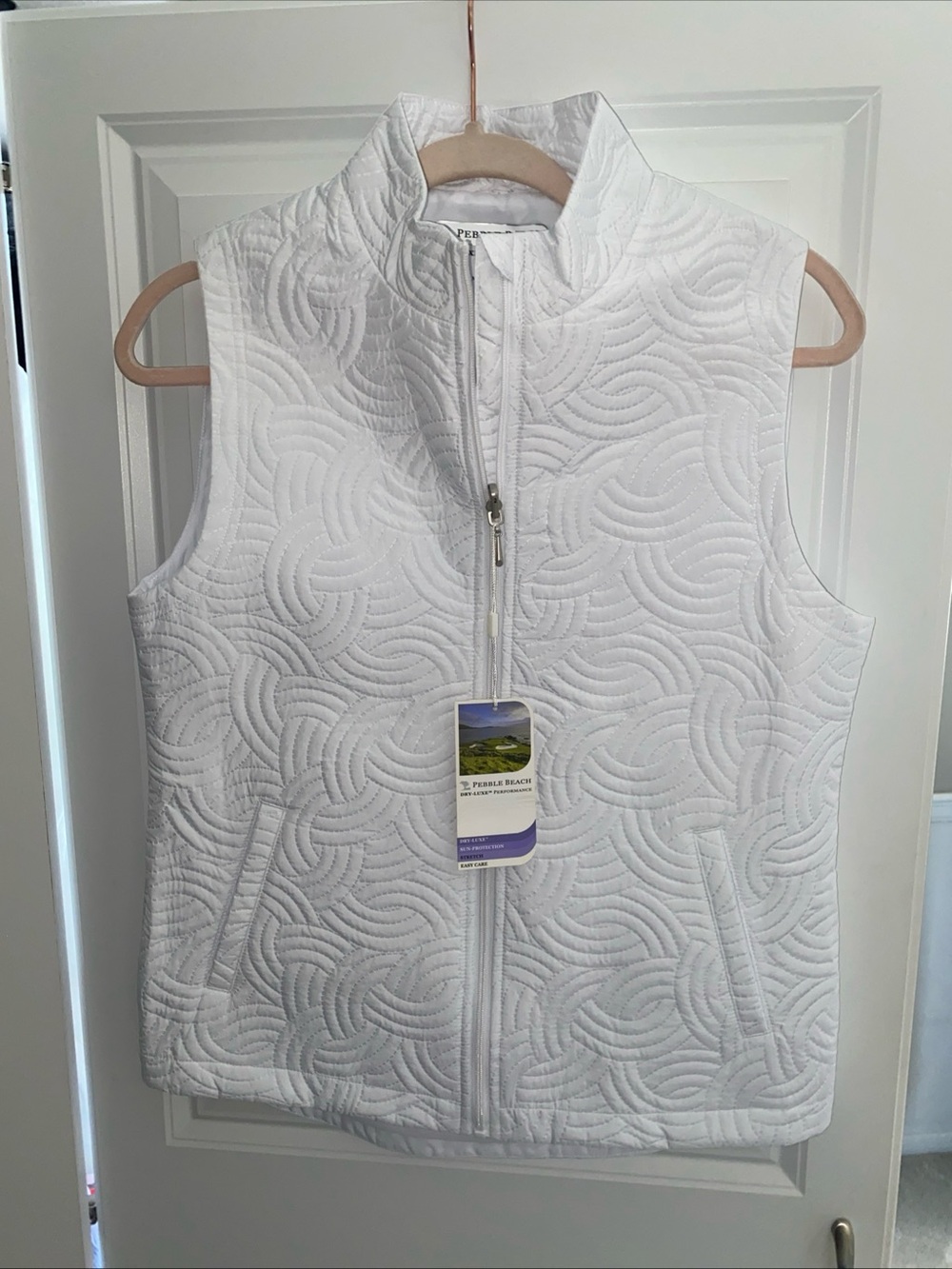 Pebble Beach Dry-Luxe Performance Full-Zip Quilted Vest White Small NWT